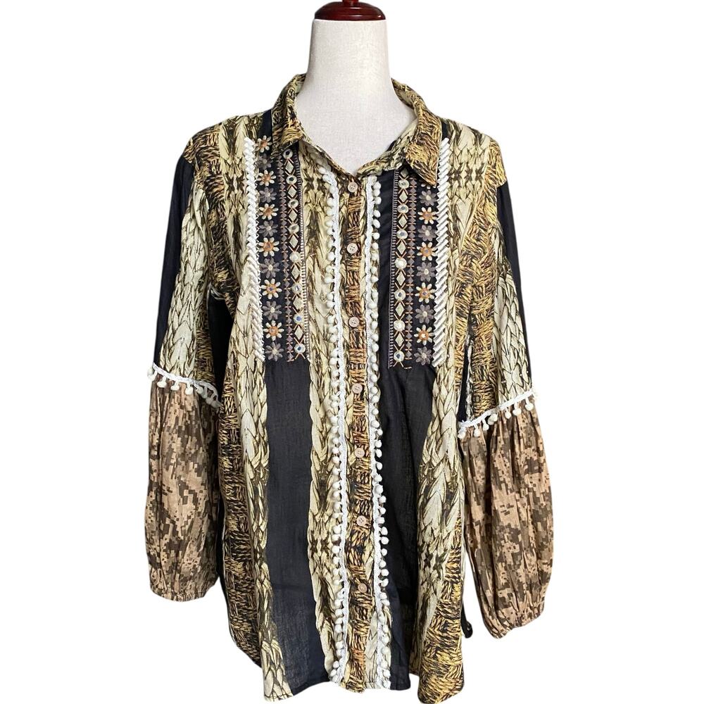 Antica Sartoria by Giacomo Cinque Long Sleeve Cotton Button Down Top Womens‎ M